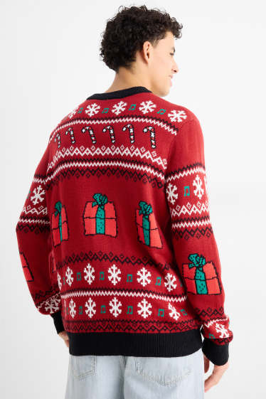 Bărbați - Pulover cu motive de Crăciun - Peanuts - vișiniu