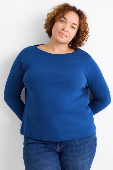 Dames - Basic longsleeve - regular fit - blauw