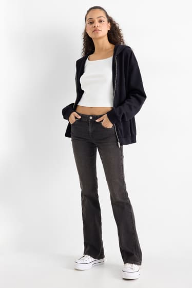 Damen - Bootcut Jeans - Low Waist - dunkeljeansgrau