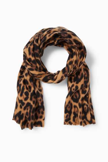 Femmes - Foulard - imprimé léopard - noir / beige