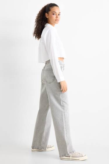 Dámské - Baggy jeans - mid waist - džíny - světle šedé