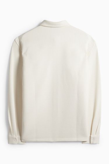 Pánské - Košile - relaxed fit - kent - strukturovaná - krémově bílá