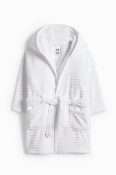 Bébés filles - Peignoir bébé avec capuche - finition côtelée - blanc