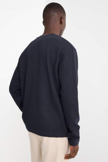 Home - Samarreta de màniga llarga - relaxed fit - acanalada - blau fosc