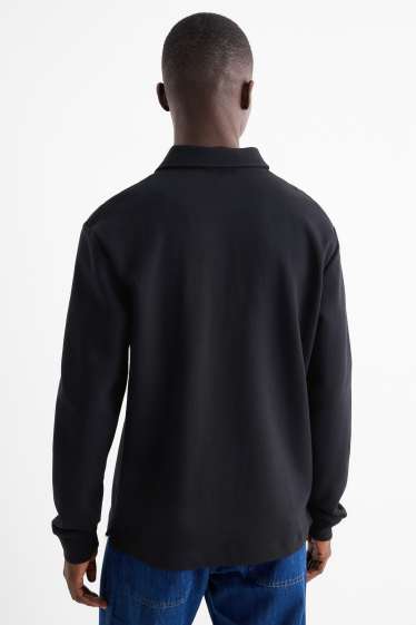 Pánské - Polokošile s dlouhým rukávem - regular fit - černá