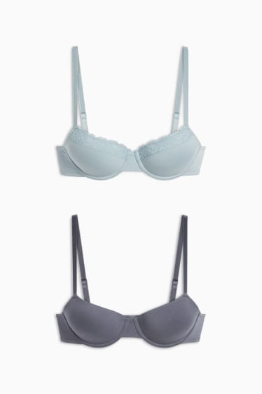 Dona - Paquet de 2 - sostenidors amb cèrcols - DEMI - enconxat - blau clar