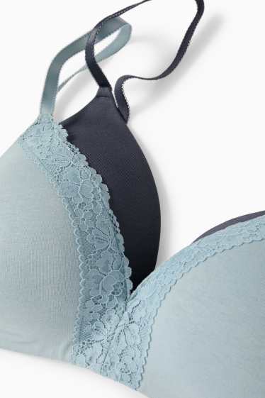 Femmes - Lot de 2 - soutiens-gorge sans armatures - ampliforme - bleu / turquoise