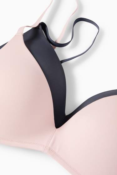 Dámské - Multipack 2 ks - podprsenka bez kostic - s vycpávkami - růžová/modrá