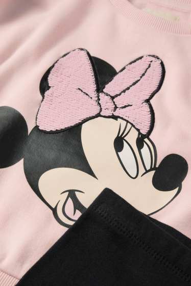 Děti - dívky - Minnie Mouse - souprava - mikina a termo legíny - 2dílná - růžová