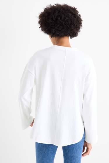 Dámské - Tričko s dlouhým rukávem - relaxed fit - bílá