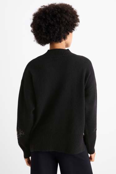 Femmes - Pull - effet brillant - noir