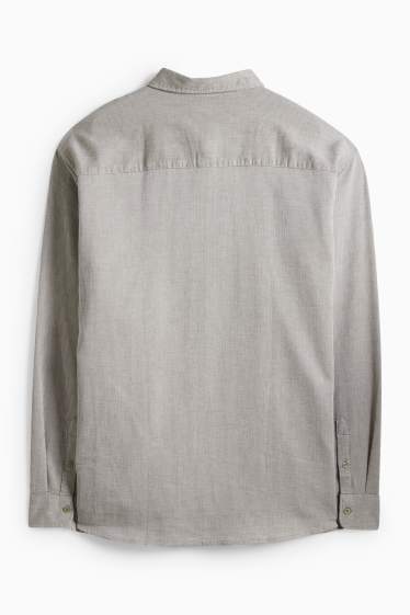 Men - Shirt - regular fit - kent collar - textured - green