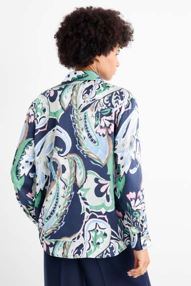 Damen - Bluse - gemustert - dunkelblau