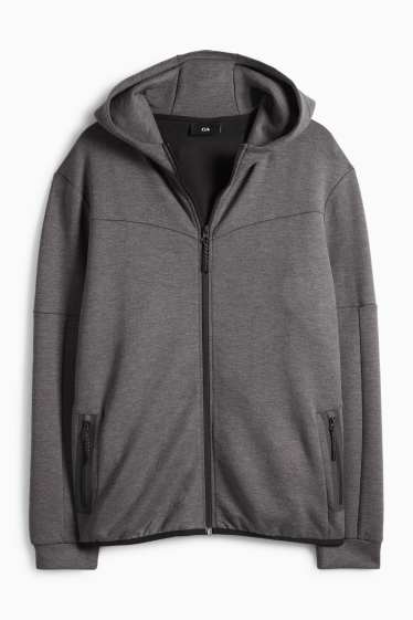 Pánské - Tepláková bunda s kapucí - tmavošedá
