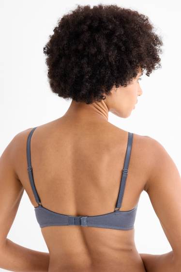 Femmes - Lot de 2 - soutiens-gorge sans armatures - ampliforme - bleu foncé / gris