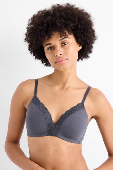 Femmes - Lot de 2 - soutiens-gorge sans armatures - ampliforme - bleu foncé / gris