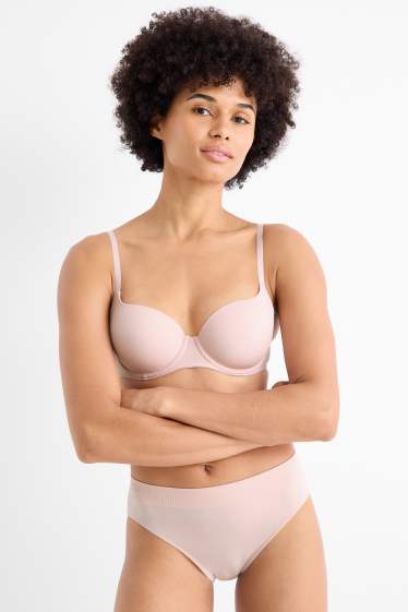 Dames - Set van 2 - BH met beugels - FULL COVERAGE - voorgevormd - roze / blauw
