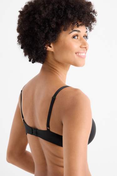 Dámské - Podprsenka s kosticemi - FULL COVERAGE - s vycpávkami - LYCRA® - černá