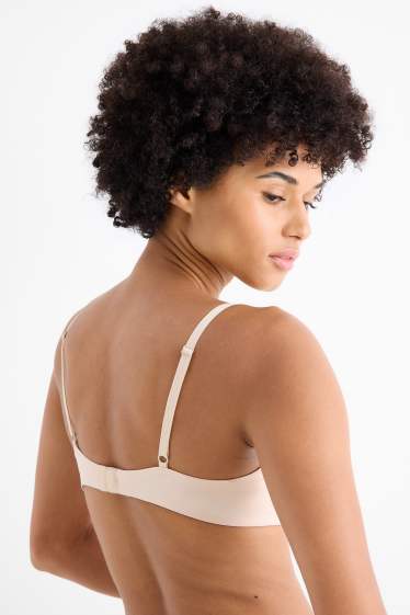 Dámské - Podprsenka s kosticemi - FULL COVERAGE - s vycpávkami - LYCRA® - světle béžová