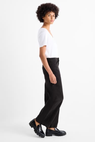 Dona - Pantalons de tela - high waist - barrel leg - negre