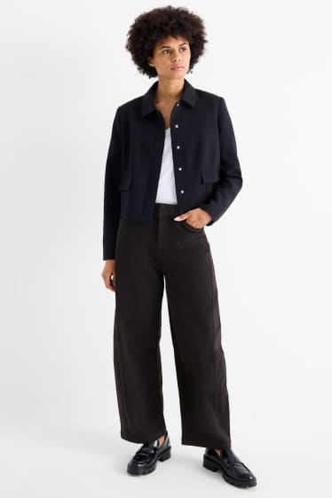 Dona - Pantalons de tela - high waist - barrel leg - negre