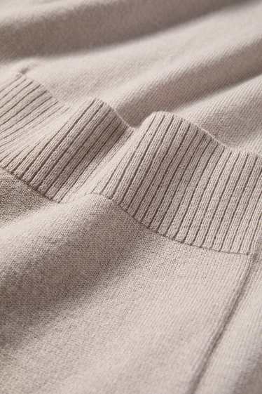 Dámské - Dlouhý pletený kardigan - béžová