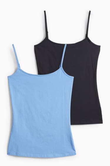 Dona - Paquet de 2 - samarreta de tirants - blau / blau fosc