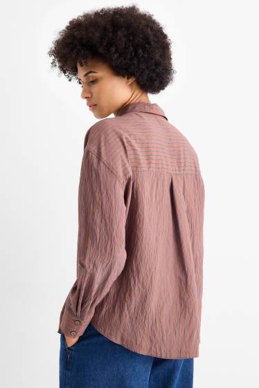 Dames - Blouse - gestreept - bruin / blauw