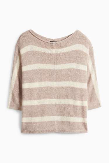 Femmes - Pull - à rayures - beige