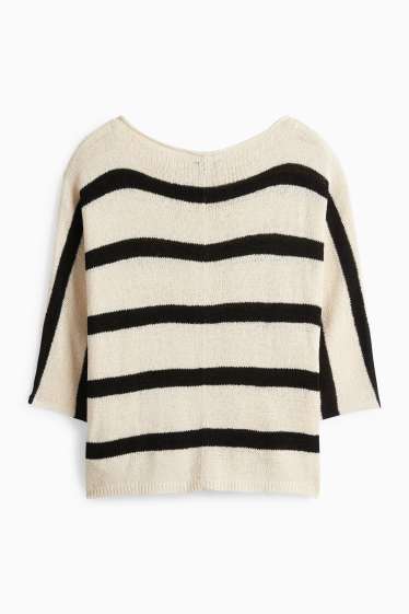 Dámské - Svetr - pruhovaný - světle béžová