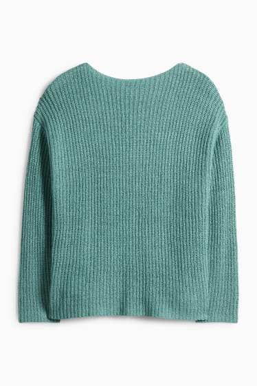 Dámské - Svetr - žebrovaný - zelená