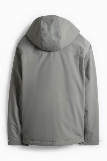 Herren - Regenjacke mit Kapuze - gefüttert - wasserdicht - grün