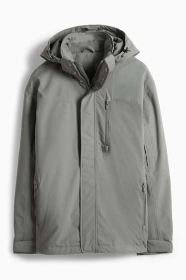 Herren - Regenjacke mit Kapuze - gefüttert - wasserdicht - grün