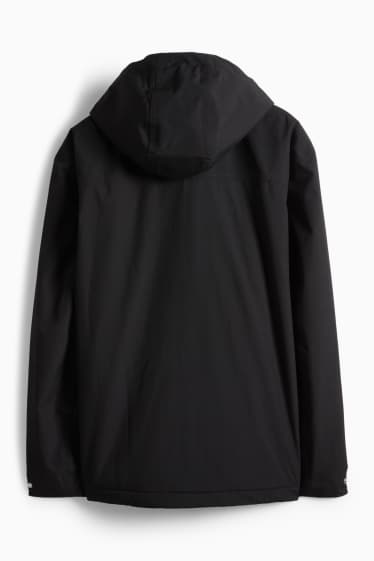 Herren - Regenjacke mit Kapuze - gefüttert - wasserdicht - schwarz