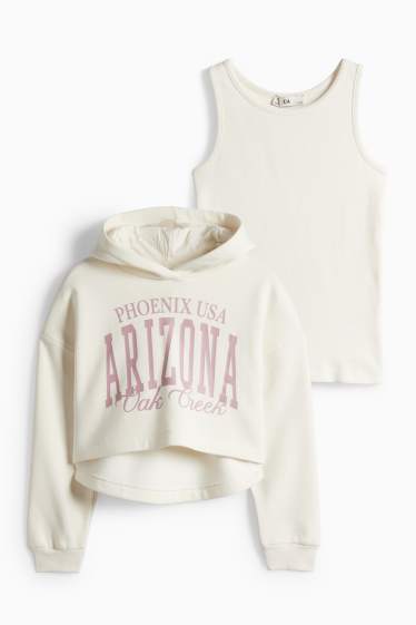 Kinderen: meisjes - Arizona - set - hoodie en topje - 2-delig - crème wit