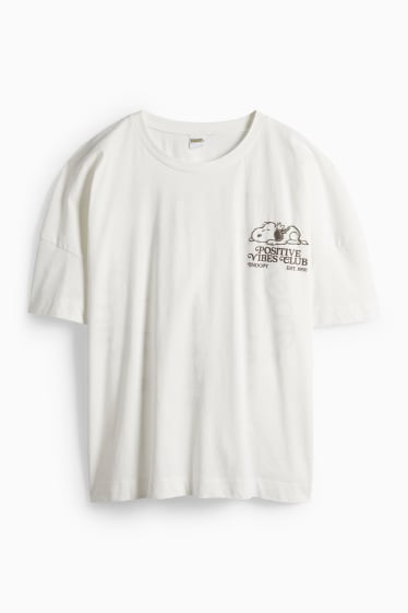 Dames - T-shirt - regular fit - glanseffect - Peanuts - wit