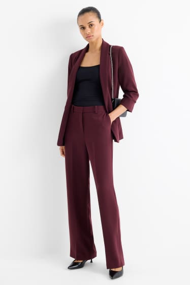 Damen - Business-Hose - High Waist - Wide Leg - bordeaux
