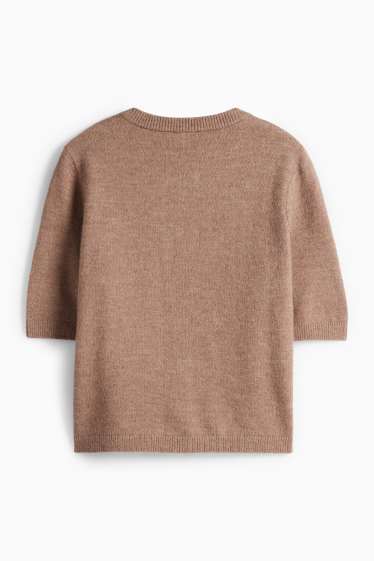 Dámské - Pletený kardigan - světle hnědá