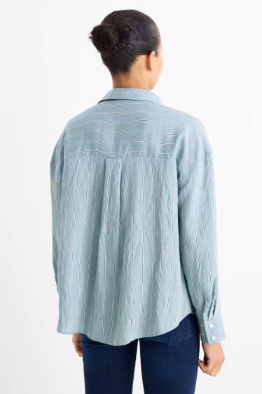 Women - Blouse - striped - turquoise