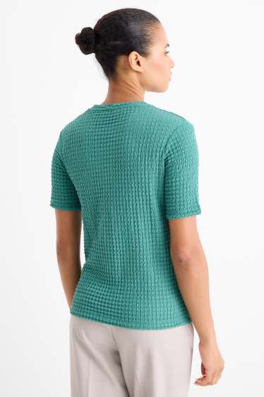 Damen - T-Shirt - Regular Fit - strukturiert - grün