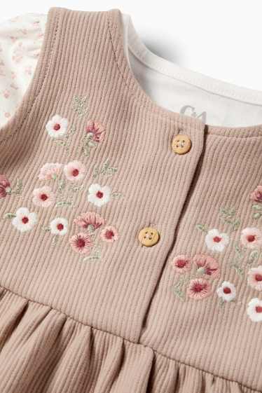 Baby Mädchen - Blümchen - Baby-Outfit - 2 teilig - hellbraun