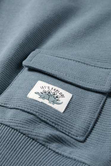 Miminka - chlapci - Dinosaurus - outfit pro miminka - žebrovaný - 2dílný - tmavomodrá