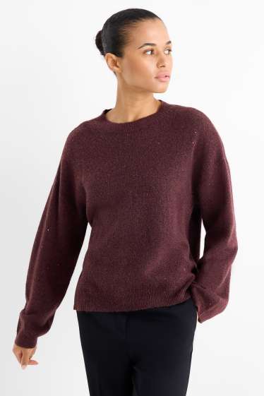 Dona - Jersei - efecte brillant - bordeus