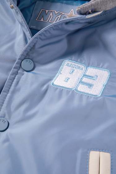 Bambini - Football - giacca college con cappuccio - foderata - azzurro