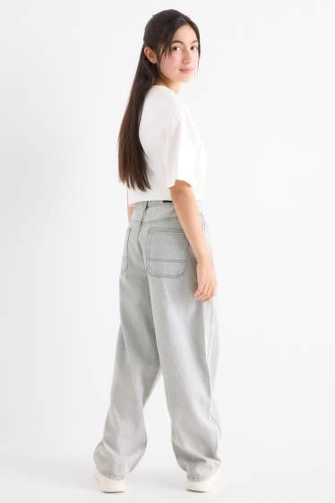 Děti - dívky - Relaxed jeans - džíny - světle šedé