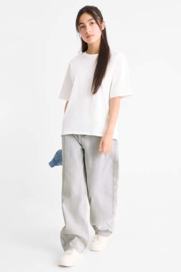 Děti - dívky - Relaxed jeans - džíny - světle šedé