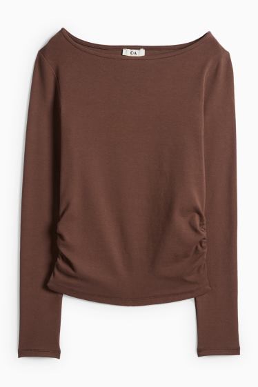 Dámské - Tričko - tmavohnědá