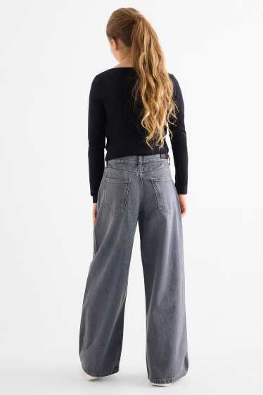 Děti - dívky - Wide leg jeans - džíny - světle šedé