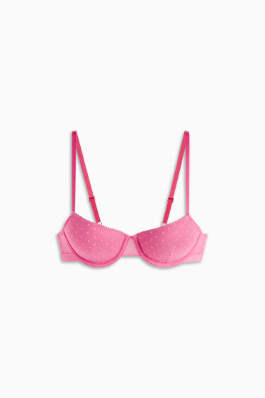 Femmes - Soutien-gorge à armature - DEMI - ampliforme - à pois - rose