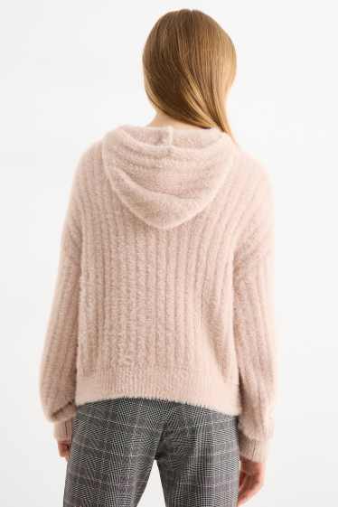 Kinderen: meisjes - Capuchontrui - geribd - roze